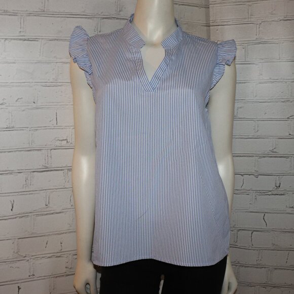 🌊 Beautiful Blue & White Striped Blouse by Shein – Size L - Picture 1 of 6